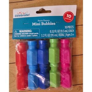 Way To Celebrate Party Favors Mini Bubbles 10 Pieces Assorted Colors 3.2 fl oz